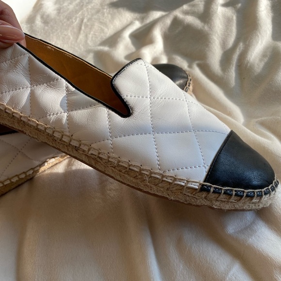 Talbots Quilted Leather Espadrille Flats | Size 9 | Black & White Slip-On - Picture 8 of 9